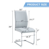 Luxury Simple Arch Chair - Set of 4 Light Gray PU Material High Resilience Dining Chair with Arched W1151P154861