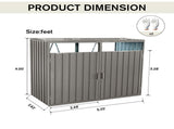 Garbage Bin Shed Stores 2 Trash Cans Metal Outdoor Bin Shed for Garbage Storage,Stainless Galvanized 36500696