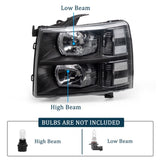 ZNTS Headlights For 2007-2013 Chevy Silverado 1500 2500HD 3500HD Clear Projector 93903062