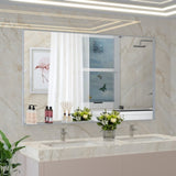 60*36" Oversized Modern Rectangle Bathroom Mirror with Silver Frame Decorative Large Wall Mirrors W708140625