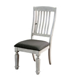 ZNTS Transitional 2pcs Side Chairs Antique White Solid wood Gray Fabric Dining Room Furniture Chair Bold B011P203543