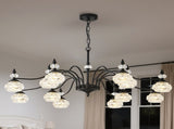 12 Lights Black Vintage Crystal Chandelier Farmhouse Round Hanging Light Fixture for Dining Room 78832453