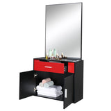 15% E0 chipboard linen top 1 drawer 1 door with mirror Salon cabinet black and redSame code 96936352