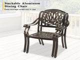 Set of 2 Cast Aluminum Patio Dining Chairs with Cushions, Stackable Outdoor Bistro Chairs for 96662218