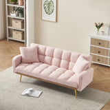 69 Inch Sofa Bed Pink with Adjustable Teddy Sofa for Small Space Living Room and Bedroom W3356P298524