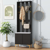ON-TREND Modern Luxury 4-in-1 Hall Tree with Cushion, Versatile Coat Rack with 8 Gold Hooks and N721P192814B