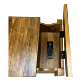 Farmhouse End Table Bedside Table with Charging Station,Night Stand with Barn Door and Drawer, W1412P230409