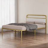 Metal Steel Platform Bed Frame with Upholstered Headboard cushion - Gold W2992P233415