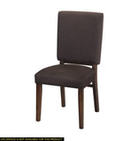 ZNTS Chocolate Brown Color Fabric Upholstered Side Chairs 2pc Set Walnut Finish Wooden Frame Dining B01156175