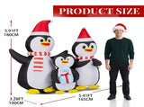 6FT Lighted Christmas Inflatable Decoration, Inflatable Penguin Family, Funny Blow Up Yard 74665323