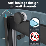 ZNTS Bypass shower door, sliding door, with 5/16" tempered glass and Matted black finish 6074 W2122P166976