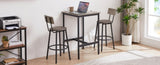 Bar Table Set with 2 Bar stools PU Soft seat with backrest, Grey, 23.62'' W x 23.62'' D x 35.43'' H W1162104644