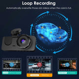 3 Channel Dash Cam Front Inside Rear Vehicle Driving Recorder Car DVR with 32G MMC Card G Sensor 24402917