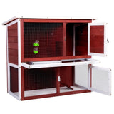 ZNTS Wood Rabbit Hutch, Pet Playpen with 2 Stories, Ramp, Doors, Pull-out Tray, Water Bottle, Outdoor W2181P153136