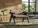 Mid-Century Modern Solid Wood Armchair with Upholstered Pattern Back and Padded Seat, Vintage Accent B2792P603474