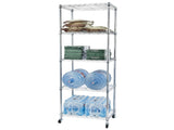 5-Tier NSF Heavy Duty Adjustable Storage Metal Rack with Wheels & Shelf Liners Ideal for Garage, 27377485