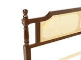 Queen Pine wooden Bed with Rattan Headboard and Footboard, with Central Enhanced Bed Platform,Walnut W504P269833