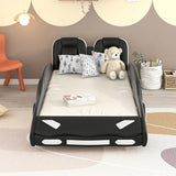 Twin Size Race Car-Shaped Platform Bed with Wheels, Black WF297945AAB