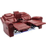 ZNTS Home Theater Seating Manual Recliner Loveseat with Hide-Away Storage, Cup Holders and LED Light WF310726AAJ