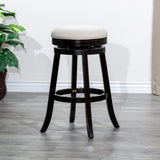30" Bar Stool, Espresso Finish, Beige Fabric Seat B04660667