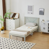 Twin Size Solid Wood Platform Bed Frame with Headboard Gray Wash 79929516