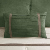 7 PC Pieced Faux Suede Comforter Set Green King B03597219