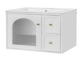 24" Bathroom Vanity Set Wall Mounted for Small Space, Bathroom Cabinet with Ceramic Sink, 2 Drawers N710P286704K