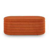 Modern Oval Storage Ottoman Bench, Upholstered Boucle Teddy Fabric of Bed Bench with Storage, W2186P193119