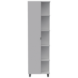 Urano Corner Linen Cabinet, Five External Shelves, Single Door, Four Interior Shelves -White B07091991