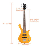 ZNTS GW101 36in Small Scale Electric Bass Guitar Suit With Mahogany Body SS 37673559