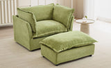 Modern Armchair Sofa 47" Cozy Upholstered Sofa Chair with Movable Ottoman, Wide Seat, Curved N719P292695F
