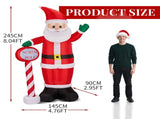8.2FT Lighted Christmas Inflatable Decoration, Inflatable Santa with North Pole Road Sign, Funny 52233352