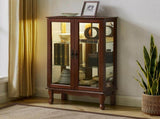 Curio Cabinet Lighted Curio Diapaly Cabinet with Adjustable Shelves and Mirrored Back Panel, 28760961