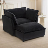 Modern Armchair Sofa 47" Cozy Upholstered Sofa Chair with Movable Ottoman, Wide Seat, Curved N719P292695B