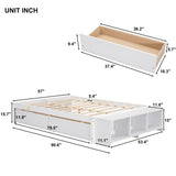 ZNTS Full Size Bed with Storage Case, 2 Storage drawers, Lengthwise Support Slat,White 13087519