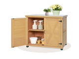 Potting Bench with Storage Cabinet and Metal Table Top for Outdoor Patio,Outdoor Work Station Table 30872613