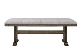 1Pc Transitional Style Bench Upholstered Seat Brown/Gray Finish Fabric Wood Metal Dining Room B011P206738