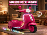 12V Kids Ride On Electric Scooter w/Bright Headlights&ColorChasing LED Light Strips,Easy FootPedal W1578P536313