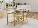 Dining Table Set with 2 Stools,3 Piece Counter Height for Kitchen, Living Room, Small Apartment W578P304320