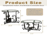 3-Piece Coffee Table Set, Tempered Glass Surface with Sturdy Metal Frame - Modern Living Room Sets T2398P354182