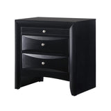 1Pc Contemporary 2 Drawer Nightstand End Table Jewelry Tray Black Finish Solid Wood Wooden Bedroom ESFCRMB4280-2