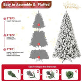 Artificial 7ft Flock LED-lit Christmas Tree with 1072PVC Mixed Branch Tips,Hinged Premium & Foldable 51361762
