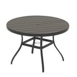 Outdoor Round Patio Dining Table for 6-7, All Weather Metal Dining Table with Umbrella Hole for Deck W213P335135
