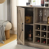 Wine Bar Cabinet for Liquor and Glasses, Farmhouse Coffee Bar, Cabinet with Wine Rack Barn Door W1758P210362