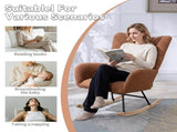 Teddy Fabric Wingback Glider Rocker with Side Storage Pocket, Soft Comfy Nursing Rocking Chair, 68696163
