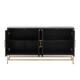 TREXM Retro Style Sideboard with Adjustable Shelves, Rectangular Metal Handles and Legs for Kitchen, N715P232695B