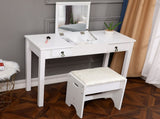Flip Single Mirror Double Drawers Straight Feet Dresser White 53998961