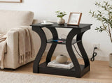 End Tables with Charging Station, 3-Tier Nightstand featuring USB, Type-C & Power Outlets, Black 97056324
