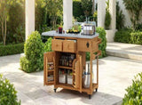 59.9''L Outdoor Gill Kitchen Cart, Solid Wood Kitchen Island with Extendable Stainless Steel N717P507994A