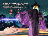 7.2ft Sound-Activated Halloween Witch - Eerie Arm Movements, Terrifying Sounds & Glowing Eyes for 49447258